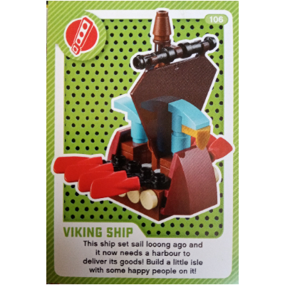 Visuel indicatif Rebrickable de Carte à collectionner, créez un monde vivant - Viking Ship (Trading Card, Create the World Living Amazingly - Viking Ship)