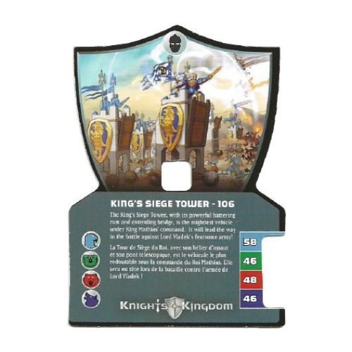 Visuel indicatif Rebrickable de Carte à collectionner, royaume des chevaliers ii, tour de siège du roi - 106 (Trading Card, Knights Kingdom II, King's Siege Tower - 106)