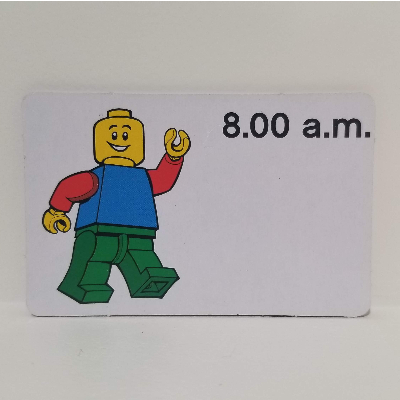 Visuel indicatif Rebrickable de Carte d'activité, 12 heures d'enseignement horloge 8.00 a.m. (Activity Card, Time-Teaching 12-Hour Clock 8.00 a.m.)