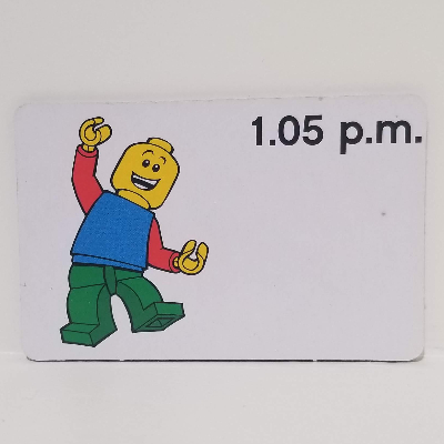 Visuel indicatif Rebrickable de Carte d'activité, Heure d'enseignement 12 heures Horloge 1.05 p.m. (Activity Card, Time-Teaching 12-Hour Clock 1.05 p.m.)