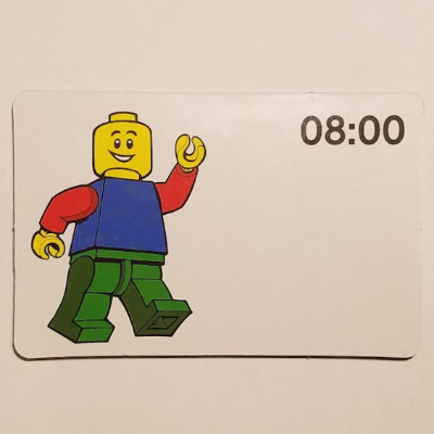 Visuel indicatif Rebrickable de Carte d'activité, Temps-enseignement 24-heure horloge 08:00 (Activity Card, Time-Teaching 24-Hour Clock 08:00)