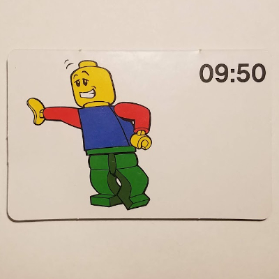 Visuel indicatif Rebrickable de Carte d'activité, 24 heures horloge 09:50 (Activity Card, Time-Teaching 24-Hour Clock 09:50)