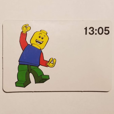 Visuel indicatif Rebrickable de Carte d'activité, temps-enseignement 24-heure horloge 13:05 (Activity Card, Time-Teaching 24-Hour Clock 13:05)