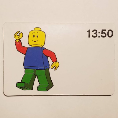 Visuel indicatif Rebrickable de Carte d'activité, temps-enseignement 24 heures horloge 13:50 (Activity Card, Time-Teaching 24-Hour Clock 13:50)