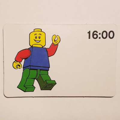 Visuel indicatif Rebrickable de Carte d'activité, Temps-enseignement 24-heure horloge 16:00 (Activity Card, Time-Teaching 24-Hour Clock 16:00)
