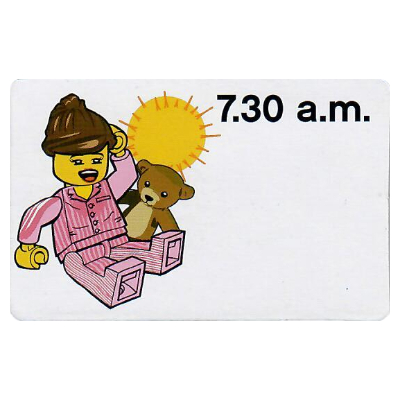 Visuel indicatif Rebrickable de Carte d'activité, Time-Enseigner 12-Hour Clock 7.30 Matin, Femme (Activity Card, Time-Teaching 12-Hour Clock 7.30 a.m., Female)