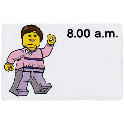 Visuel indicatif Rebrickable de Carte d'activité, Heure d'enseignement horloge de 12 heures 8.00 a.m., Femme (Activity Card, Time-Teaching 12-Hour Clock 8.00 a.m., Female)