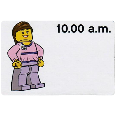 Visuel indicatif Rebrickable de Carte d'activité, Time-Enseigner 12-Hour Clock 10.00 Matin, Femme (Activity Card, Time-Teaching 12-Hour Clock 10.00 a.m., Female)