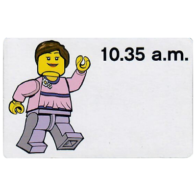 Visuel indicatif Rebrickable de Carte d'activité, Time-Enseigner 12-Hour Clock 10.35 Matin, Femme (Activity Card, Time-Teaching 12-Hour Clock 10.35 a.m., Female)