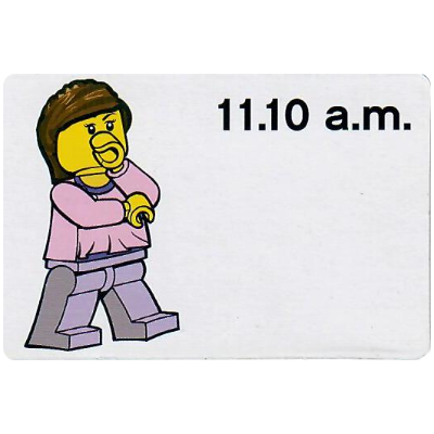Visuel indicatif Rebrickable de Carte d'activité, Heure d'enseignement 12 heures Horloge 11.10 a.m., Femme (Activity Card, Time-Teaching 12-Hour Clock 11.10 a.m., Female)