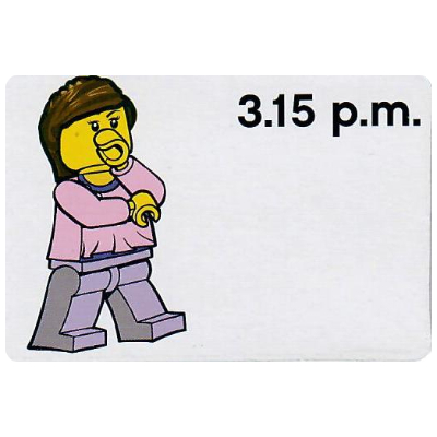 Visuel indicatif Rebrickable de Carte d'activité, Heure d'enseignement 12 heures Horloge 3.15 p.m., Femme (Activity Card, Time-Teaching 12-Hour Clock 3.15 p.m., Female)