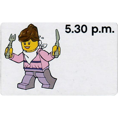 Visuel indicatif Rebrickable de Carte d'activité, Time-Enseigner 12-Hour Clock 5.30 après-midi, Femme (Activity Card, Time-Teaching 12-Hour Clock 5.30 p.m., Female)