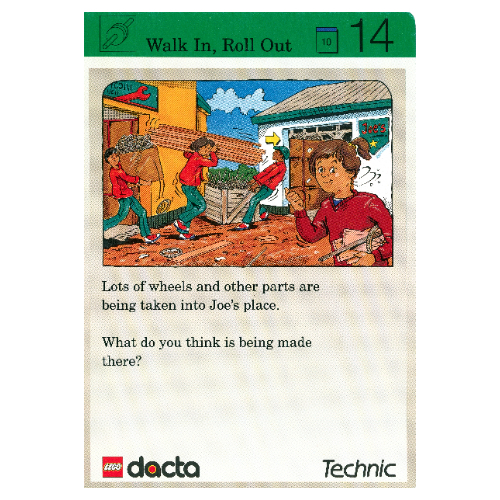 Visuel indicatif Rebrickable de Carte d'activité, coffret 9603, Exploration 14 - Entrée, Déroulement (Activity Card, Set 9603, Exploration 14 - Walk In, Roll Out)