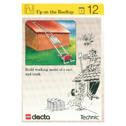 Visuel indicatif Rebrickable de Carte d'activité, coffret 9603, Simulation 12 - Sur le toit (Activity Card, Set 9603, Simulation 12 - Up on the Rooftop)