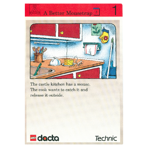 Visuel indicatif Rebrickable de Carte d'activité, coffret 9603, Invention 1 - Un meilleur piège à souris (Activity Card, Set 9603, Invention 1 - A Better Mousetrap)