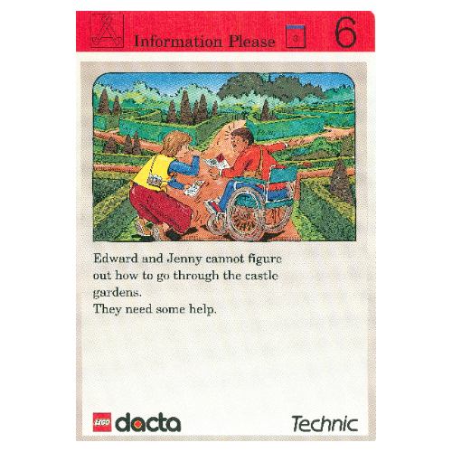 Visuel indicatif Rebrickable de Carte d'activité, coffret 9603, Invention 6 - Informations Veuillez (Activity Card, Set 9603, Invention 6 - Information Please)