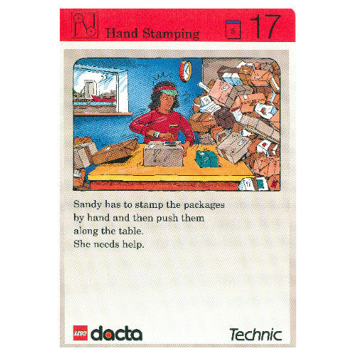 Visuel indicatif Rebrickable de Carte d'activité, coffret 9603, Invention 17 - Estampage à la main (Activity Card, Set 9603, Invention 17 - Hand Stamping)