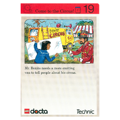 Visuel indicatif Rebrickable de Carte d'activité, coffret 9603, Invention 19 - Venez au cirque! (Activity Card, Set 9603, Invention 19 - Come to the Circus!)