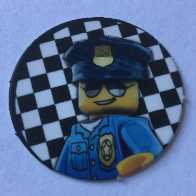 Visuel indicatif Rebrickable de Jeton de carte de jeu avec motif imprimé policier (Game Card Token with Police Officer Print)