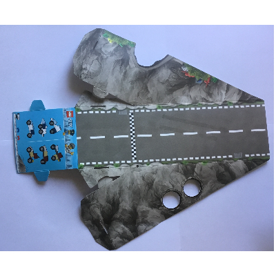 Visuel indicatif Rebrickable de Rampe avec tunnel, ligne de départ à damier, rayures blanches et traces de pneus (Ramp with Tunnel, Checkered Startline, White Stripes and Tire Tracks Print)