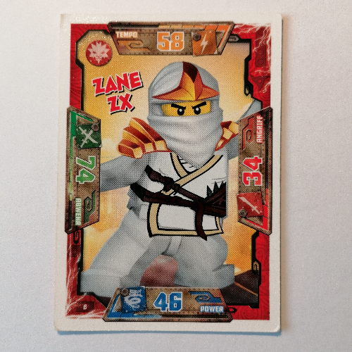 Visuel indicatif Rebrickable de Carte à collectionner, Ninjago jeu série 1 [allemand] - 8 Zane zx (Trading Card, Ninjago Game Series 1 [German] - 8 Zane ZX)
