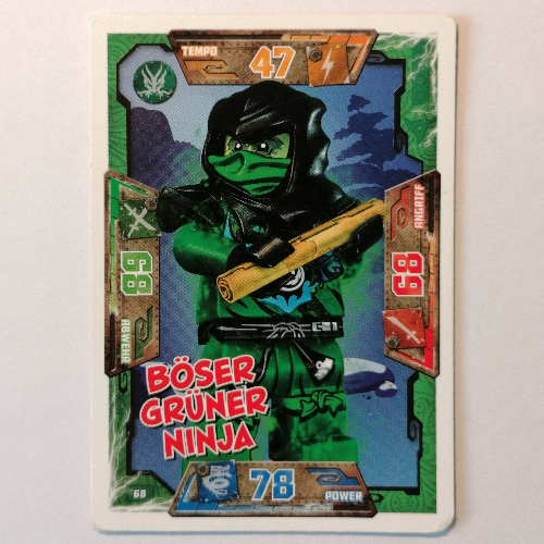 Visuel indicatif Rebrickable de Carte à collectionner, Ninjago jeu série 1 [Allemand] - 68 Berser Grnerner Ninja (Trading Card, Ninjago Game Series 1 [German] - 68 Böser Grüner Ninja)