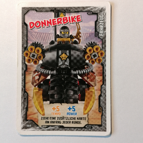 Visuel indicatif Rebrickable de Carte à collectionner, Ninjago jeu série 1 [allemand] - 147 donnerbike (Trading Card, Ninjago Game Series 1 [German] - 147 Donnerbike)