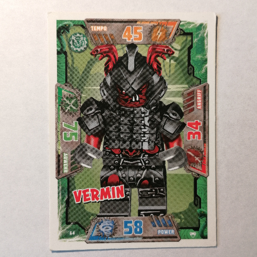 Visuel indicatif Rebrickable de Carte à collectionner, Ninjago jeu série 2 [allemand] - 64 vermin (Trading Card, Ninjago Game Series 2 [German] - 64 Vermin)