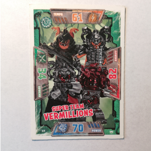 Visuel indicatif Rebrickable de Carte à collectionner, Ninjago jeu de la série 2 [allemand] - 69 super équipe vermillions (Trading Card, Ninjago Game Series 2 [German] - 69 Super Team Vermillions)