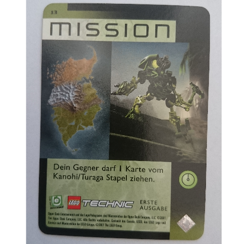 Visuel indicatif Rebrickable de Carte à collectionner, Bionicle Jeu: QftM - 13 Mission (Trading Card, Bionicle Game: QftM - 13 Mission)