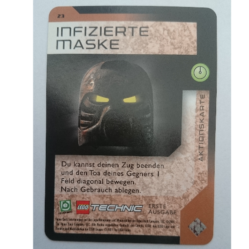 Visuel indicatif Rebrickable de Carte à collectionner, jeu Bionicle: qftm - 23 action de jeu - masque infecté (Trading Card, Bionicle Game: QftM - 23 Game Action - Infected Mask)