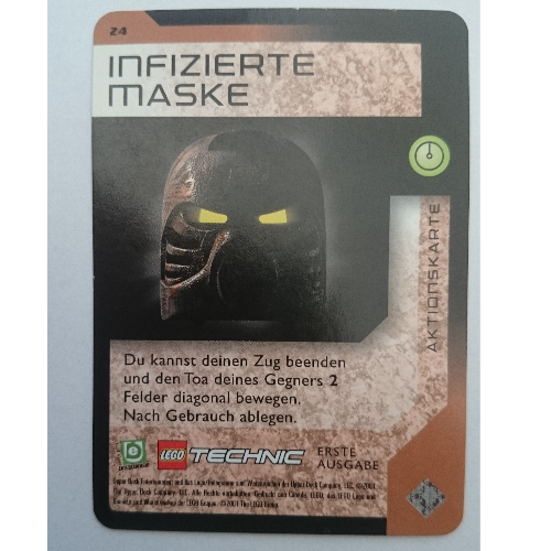 Visuel indicatif Rebrickable de Carte à collectionner, jeu Bionicle: qftm - 24 action de jeu - masque infecté (Trading Card, Bionicle Game: QftM - 24 Game Action - Infected Mask)