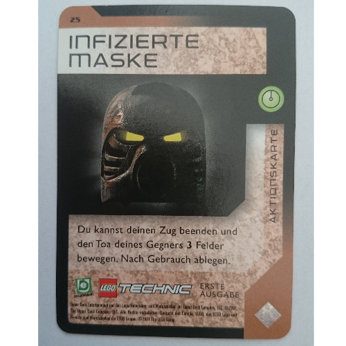 Visuel indicatif Rebrickable de Carte à collectionner, jeu Bionicle: qftm - 25 action de jeu - masque infecté (Trading Card, Bionicle Game: QftM - 25 Game Action - Infected Mask)