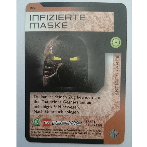 Visuel indicatif Rebrickable de Carte à collectionner, jeu Bionicle: qftm - 26 action de jeu - masque infecté (Trading Card, Bionicle Game: QftM - 26 Game Action - Infected Mask)