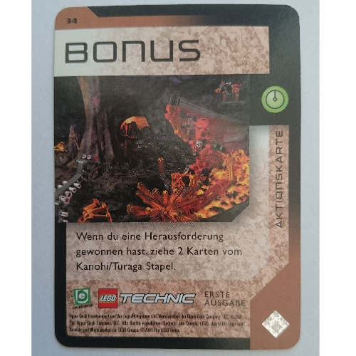 Visuel indicatif Rebrickable de Carte à collectionner, jeu Bionicle: qftm - 34 action de jeu - bonus (Trading Card, Bionicle Game: QftM - 34 Game Action - Bonus)