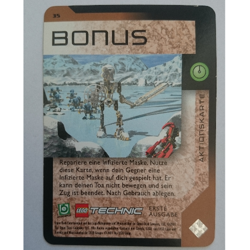 Visuel indicatif Rebrickable de Carte à collectionner, jeu Bionicle: qftm - action de jeu 35 - bonus (Trading Card, Bionicle Game: QftM - 35 Game Action - Bonus)
