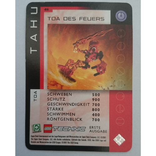 Visuel indicatif Rebrickable de Carte à collectionner, jeu Bionicle: qftm - 41 toa - tahu - toa de feu (Trading Card, Bionicle Game: QftM - 41 Toa - Tahu - Toa of Fire)