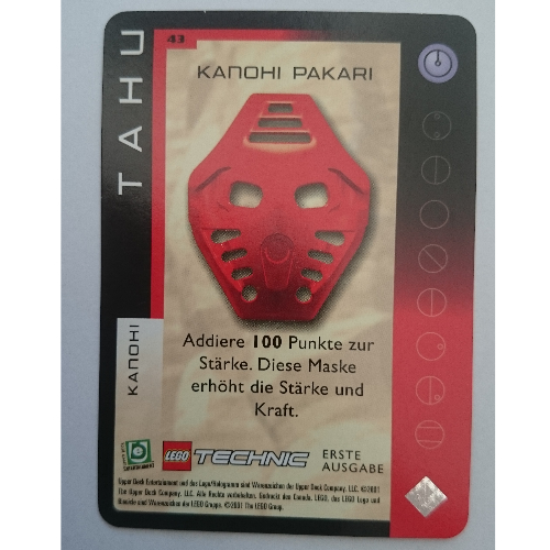 Visuel indicatif Rebrickable de Carte à collectionner, Bionicle Jeu: QftM - 43 Grands Masques - Tahu - Kanohi Pakari (Trading Card, Bionicle Game: QftM - 43 Great Masks - Tahu - Kanohi Pakari)