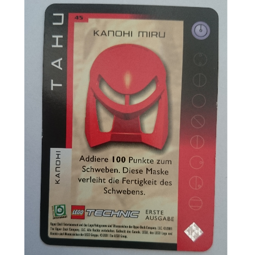 Visuel indicatif Rebrickable de Carte à collectionner, Bionicle Jeu: QftM - 45 Grands Masques - Tahu - Kanohi Miru (Trading Card, Bionicle Game: QftM - 45 Great Masks - Tahu - Kanohi Miru)