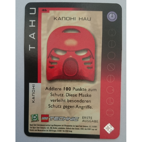 Visuel indicatif Rebrickable de Carte à collectionner, Bionicle Jeu: QftM - 46 Grands Masques - Tahu - Kanohi Hau (Trading Card, Bionicle Game: QftM - 46 Great Masks - Tahu - Kanohi Hau)