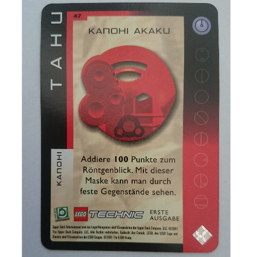 Visuel indicatif Rebrickable de Carte à collectionner, jeu Bionicle: qftm - 47 grands masques - tahu - kanohi akaku (Trading Card, Bionicle Game: QftM - 47 Great Masks - Tahu - Kanohi Akaku)