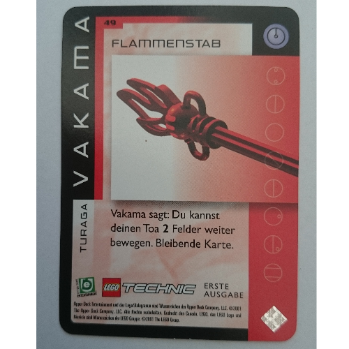 Visuel indicatif Rebrickable de Carte à collectionner, Bionicle Jeu: QftM - 49 Turaga -Vakama - Firestaff (Trading Card, Bionicle Game: QftM - 49 Turaga -Vakama - Firestaff)
