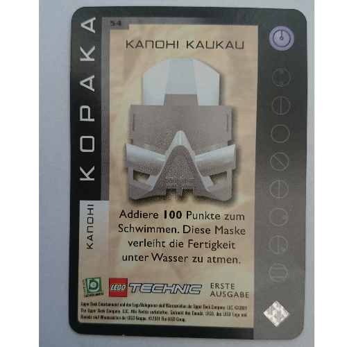 Visuel indicatif Rebrickable de Carte à collectionner, Bionicle Jeu: QftM - 54 - Grands Masques - Kopaka - Kanohi Kaukau (Trading Card, Bionicle Game: QftM - 54 - Great Masks - Kopaka - Kanohi Kaukau)