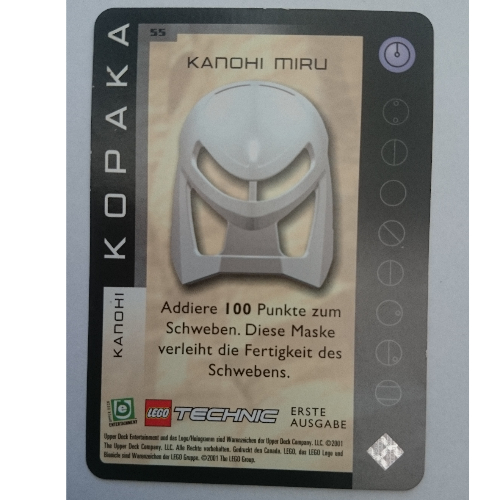 Visuel indicatif Rebrickable de Carte à collectionner, Bionicle Jeu: QftM - 55 - Grands Masques - Kopaka - Kanohi Miru (Trading Card, Bionicle Game: QftM - 55 - Great Masks - Kopaka - Kanohi Miru)