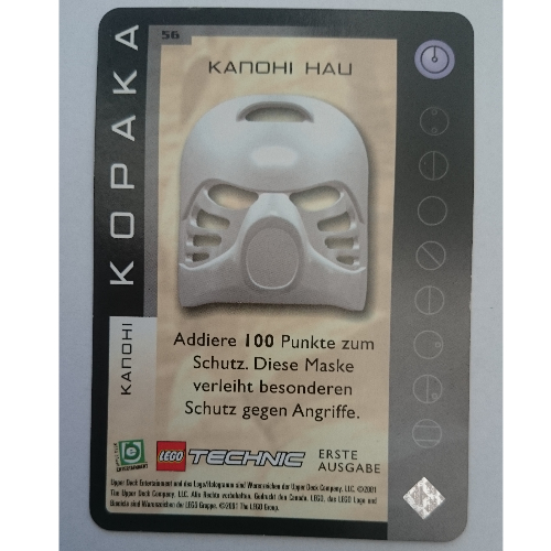 Visuel indicatif Rebrickable de Carte à collectionner, Bionicle Jeu: QftM - 56 - Grands Masques - Kopaka - Kanohi Hau (Trading Card, Bionicle Game: QftM - 56 - Great Masks - Kopaka - Kanohi Hau)