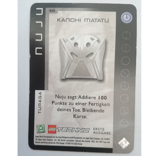 Visuel indicatif Rebrickable de Carte à collectionner, Bionicle Jeu: QftM - 60 Turaga - Nuju - Kanohi Matatu (Trading Card, Bionicle Game: QftM - 60 Turaga - Nuju - Kanohi Matatu)