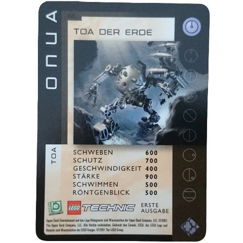 Visuel indicatif Rebrickable de Carte à collectionner, jeu Bionicle: qftm - 61 toa - onua - toa de terre (Trading Card, Bionicle Game: QftM - 61 Toa - Onua - Toa of Earth)
