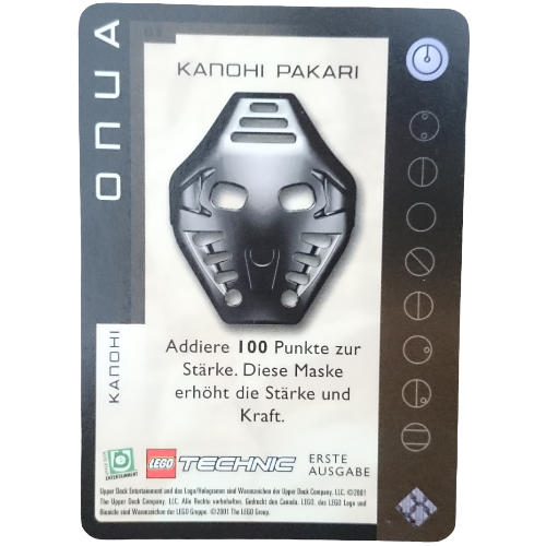 Visuel indicatif Rebrickable de Carte à collectionner, Bionicle Jeu: QftM - 63 Grands Masques - Onua - Kanohi Pakari (Trading Card, Bionicle Game: QftM - 63 Great Masks - Onua - Kanohi Pakari)