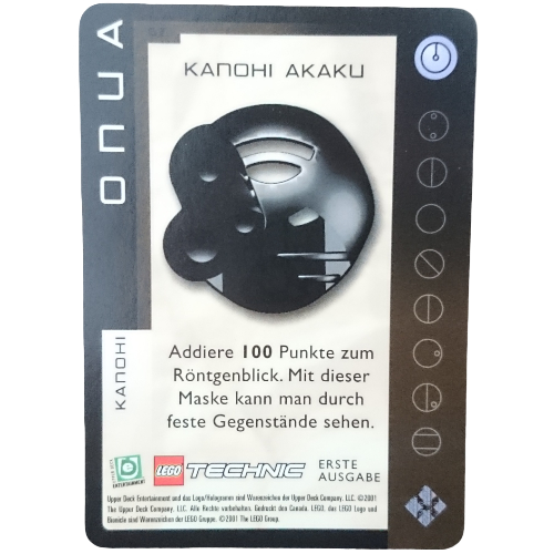 Visuel indicatif Rebrickable de Carte à collectionner, jeu Bionicle: qftm - 67 grands masques - onua - kanohi akaku (Trading Card, Bionicle Game: QftM - 67 Great Masks - Onua - Kanohi Akaku)