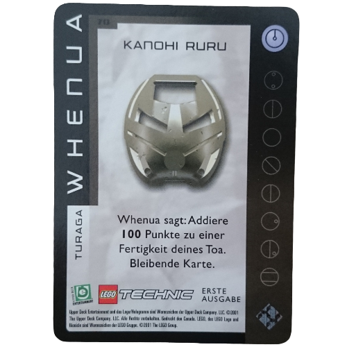 Visuel indicatif Rebrickable de Carte à collectionner, Bionicle Jeu: QftM - 70 Turaga - Whenua - Kanohi Ruru (Trading Card, Bionicle Game: QftM - 70 Turaga - Whenua - Kanohi Ruru)